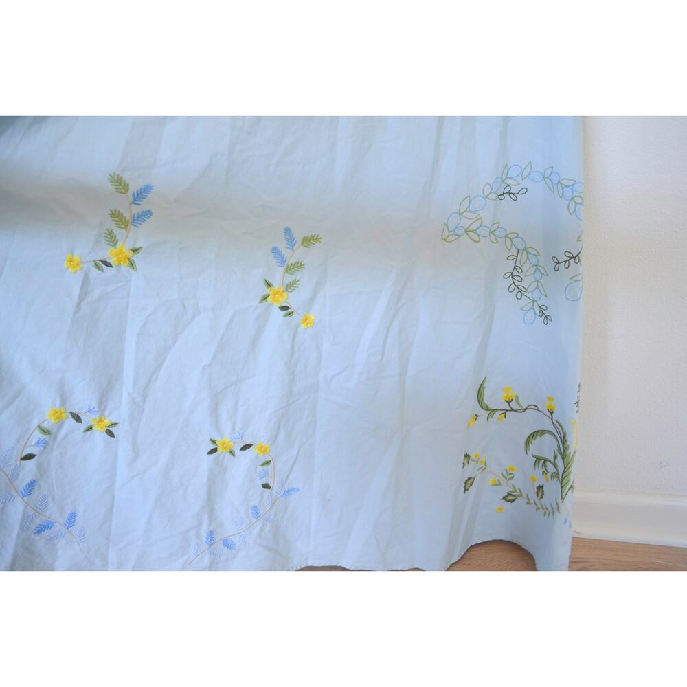 Fanm Mon Perla Dress Embroidered Blue Floral Puff Sleeve Medium - Picture 4 of 7